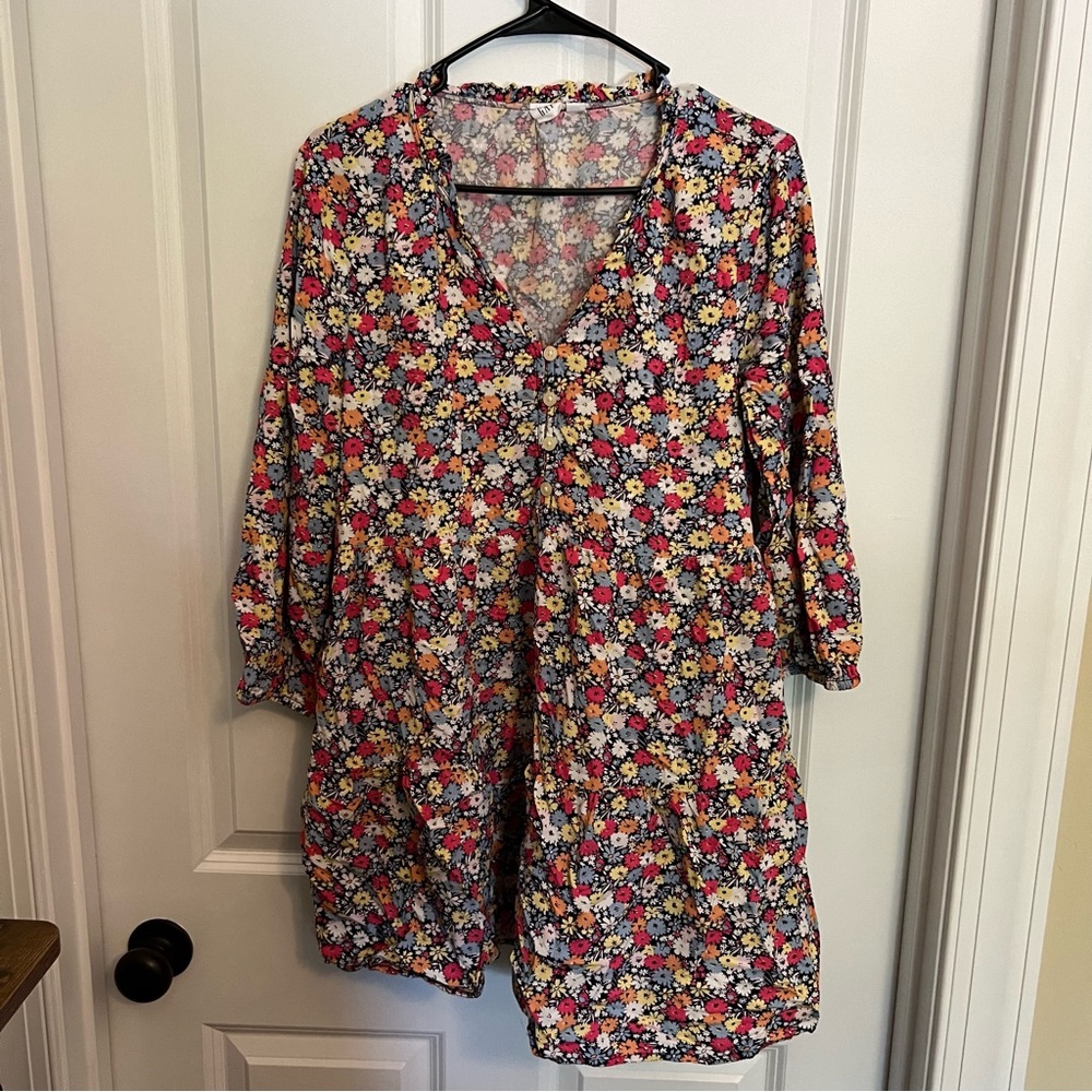 Babydoll Ruffle Tiered Long Sleeve Mini Dress floral spring summer
